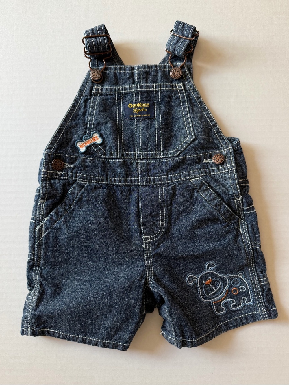 OshKosh B’gosh Baby 9M Denim Shortalls Overalls Dog Patch